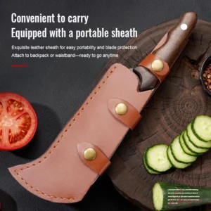 Kitchen Cutting Chef Knife Hunting Hammered Blade Hole Leather Sheath Camp Knife Chef Butcher Knife - product view 4