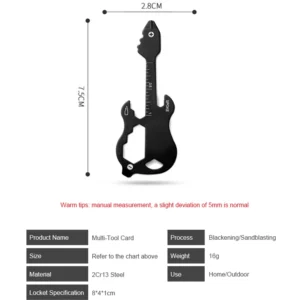 Guitar Shaped Keychain Multitools Tool EDC Tool With Bottle Opener Screwdriver Ruler Nail Pusher Carabiner Wrench Perfect Gift