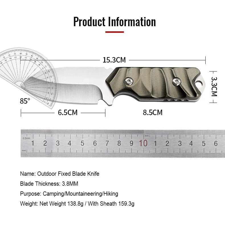 Aluminum Handle Straight Knife Camping Knife Small Size Light Weight Backpacking Fixed Blade Outdoor Knife product view 2