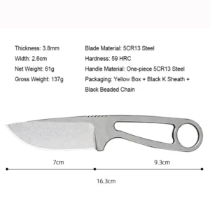 5CR13 Straight Knife Camping Knife Small Size Light Weight Backpacking Fixed Blade Outdoor Knife Kydex Sheath