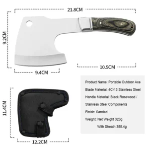 Diamond Wood Handle Axe DIY Laser Engraved Camping Hatchet Backpacking Outdoor Ciaoking Light Weight Meat Chopper