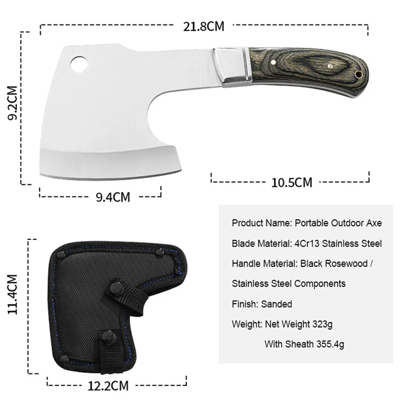 Diamond Wood Handle Axe DIY Laser Engraved Camping Hatchet Backpacking Outdoor Hiking Light Weight Meat Chopper product view 2
