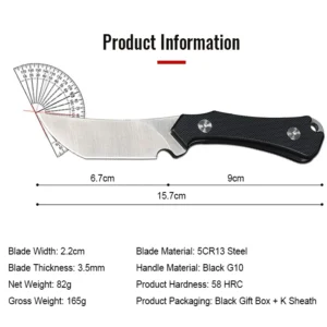 5Cr13Mov Carbon Steel Straight Knife Camping Knife G10 Handle Outdoor Fixed Blade Knife Kydex Sheath Gift Box