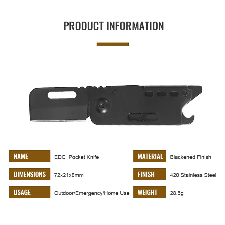420 Stainless Steel Folding Blade Knife Box Cutter Backpacking Hiking Keychain Pocket Knife EDC Tool With Bottle Opener product view 2