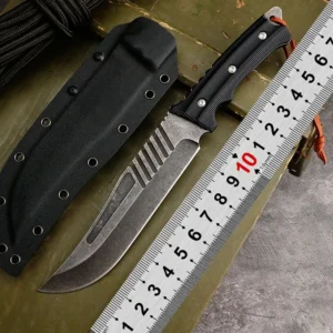 2026 High Quality Black G10 Handle Stainless Steel Outdoor Knife Fixed Blade Knife with Kydex
