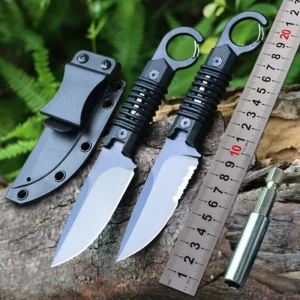 High Quality Multifunction Full Tang Camping Fixed Blade Knives with Hook Knives With K Sheath product view 2