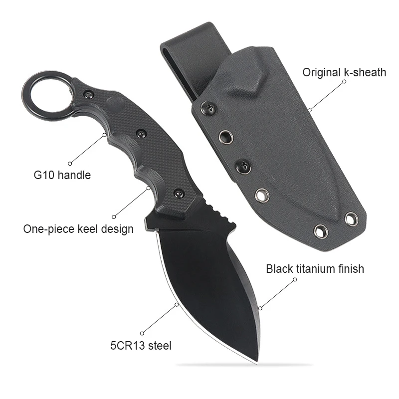 Hot Selling Outdoor Camping Fixed Lame Straight Knife 5CR13 Steel Lame with G10 Handle and K Sheath product view 3