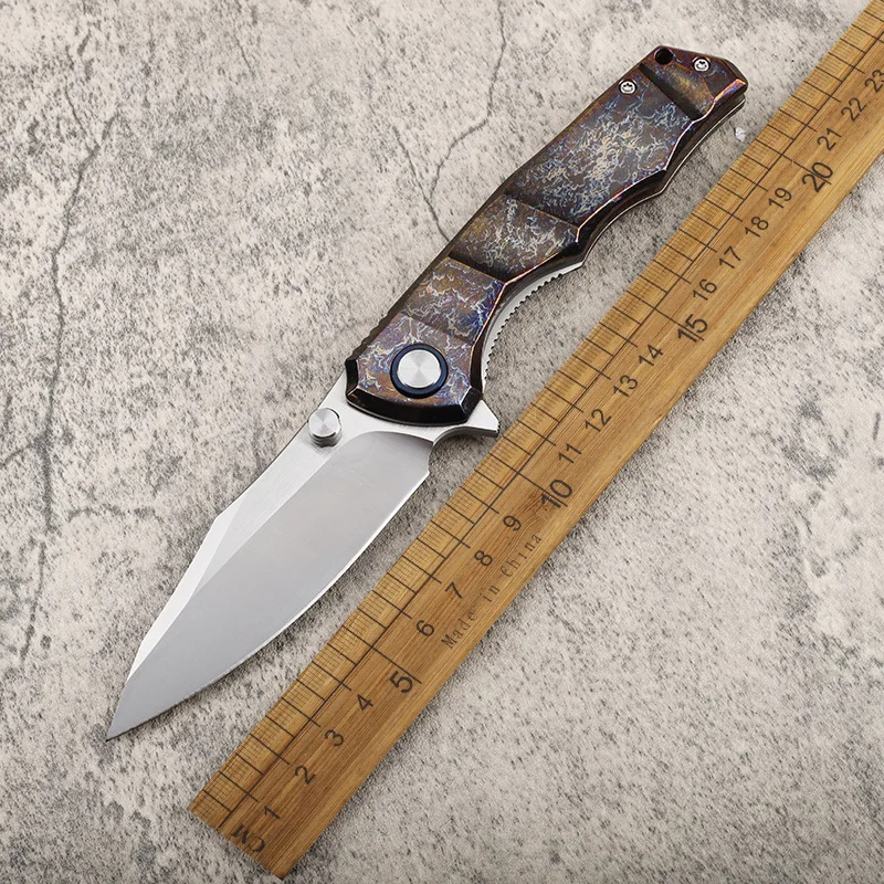 High Quality VG10 Blade Folding Blade 60HRC Folding Pocket Knife Titanium Handle Camping Knife product view 2