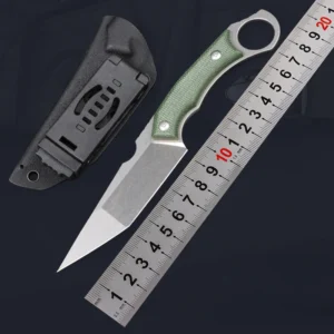 Fixed Blade Knife with G10 Green Micarta Handle and Kydex Sheath Lightweight and Durable Outdoor EDC Knife product view 2