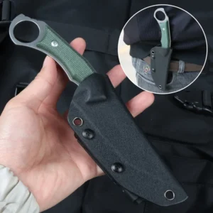 Fixed Blade Knife with G10 Green Micarta Handle and Kydex Sheath Lightweight and Durable Outdoor EDC Knife product view 4