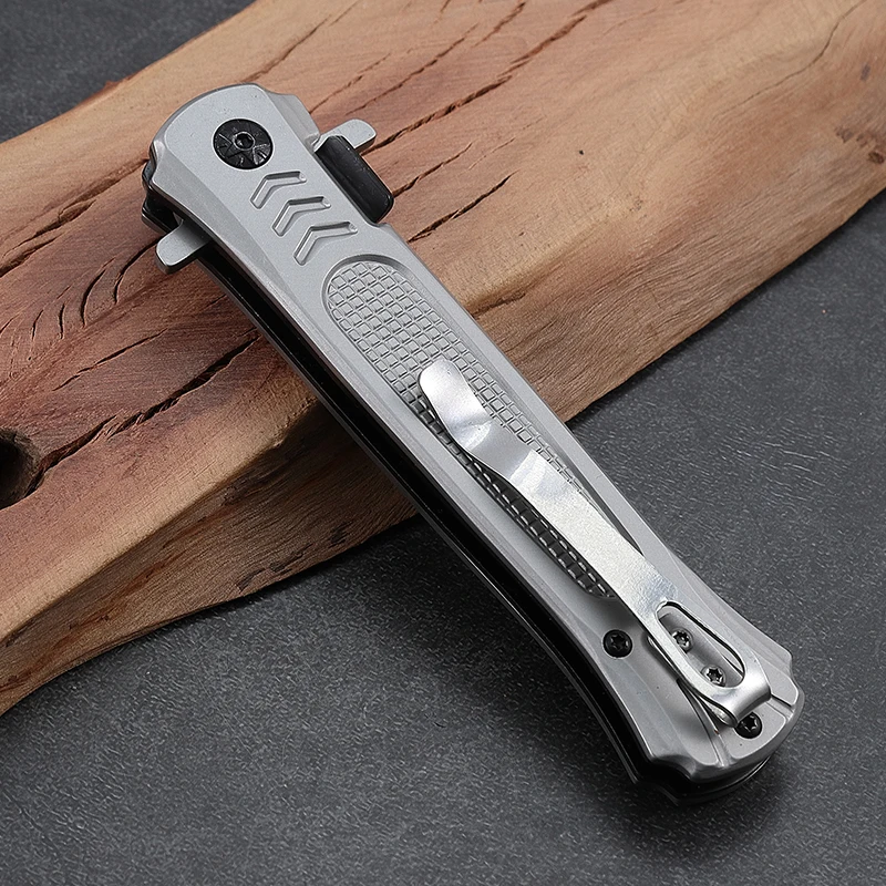 Custom logo Sandblasted Brushed Stainless Steel Blade Outdoor Folding Pocket Knife with G10 and Steel Handle product view 2