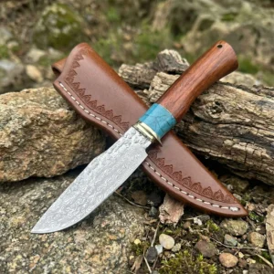 2026 Damascus Steel Fixed Blade Outdoor Camping Survival Knife with Wooden Handle Super Sharp EDC Tools - product view 2