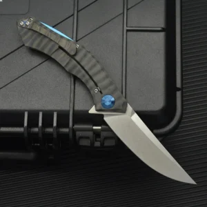 New Outdoor D2 Blade Pocket Knife Carbon Fiber Handle Folding Pocket Knife Camping Knife product view 3