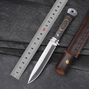 Wooden Handle Knives Custom Stainless Steel Fixed Blade Survival Knives Camping Outdoor EDC Tools with Leather case - product view 2
