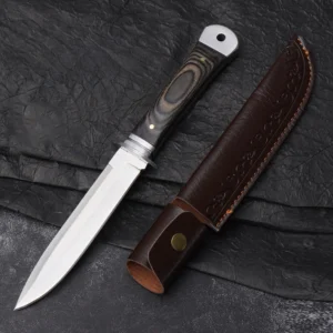 Wooden Handle Knives Custom Stainless Steel Fixed Blade Survival Knives Camping Outdoor EDC Tools with Leather case - product view 3