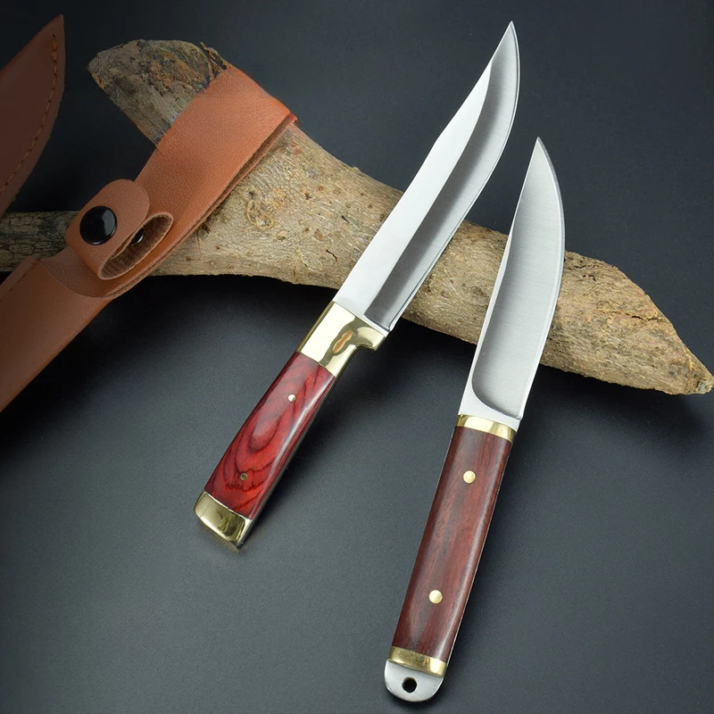 2026 New Arrival Rose Wood and Copper Handle Fixed Blade Hunting Knife High Hardness Camping Knife Cool Collection - product view 3