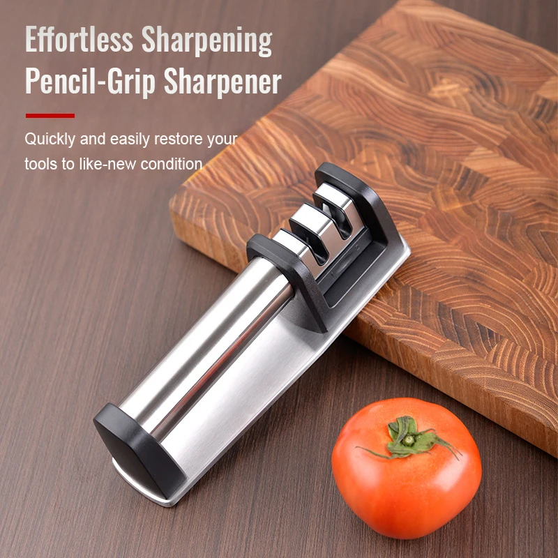 Tube-Handle Sharpener Knife Sharpener Multifunctional Black Steel and Ceramic Non-Slip Base Kichen Good Use - product view 2