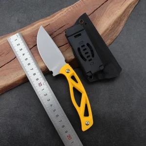 2026 New Arrival 3cr13 Steel Blade Yellow Handle with G10 Fixed Blade Knife Hunting Kydex Sheath Outdoor Camping Knife