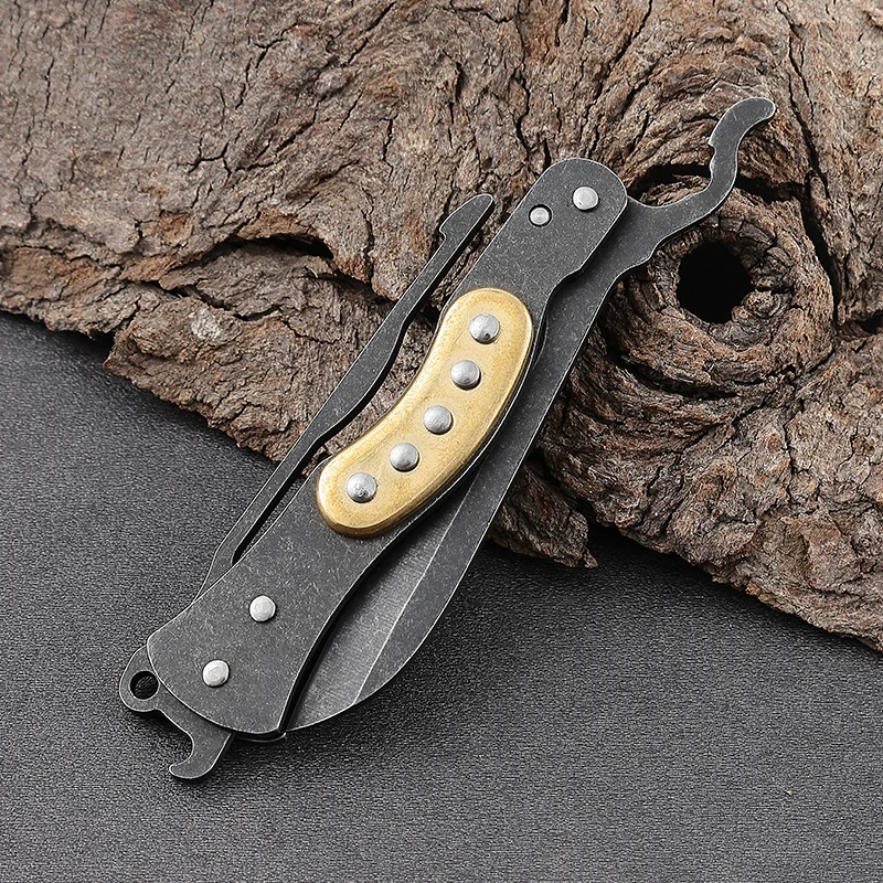 2026 New Style Folding Pocket Knife with Titanium Plating and Stone Washing for Outdoor Survival Camping Fishing Hunting - product view 2