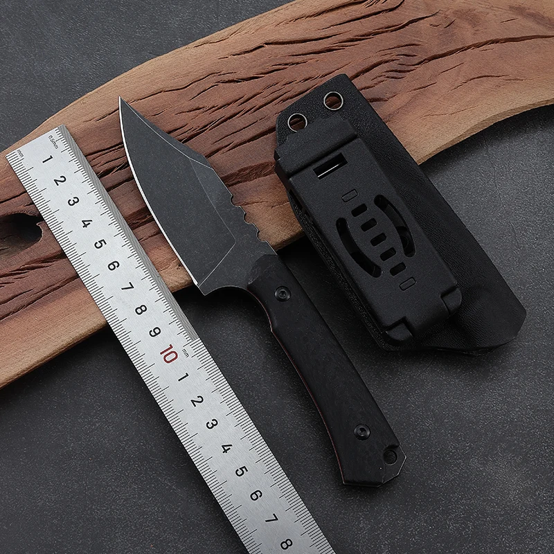 2026 New Arrival 7cr17 Steel Blade Tanto Style Fixed Blade with Carbon Fiber Handle Bushcraft Hunting Knife - product view 4