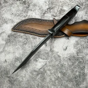 2026 Handmade Hunting Sabit Ağızlı Bıçaklar Damascus Steel with Leather Sheath OEM Camping Knife Cool Collection - product view 4