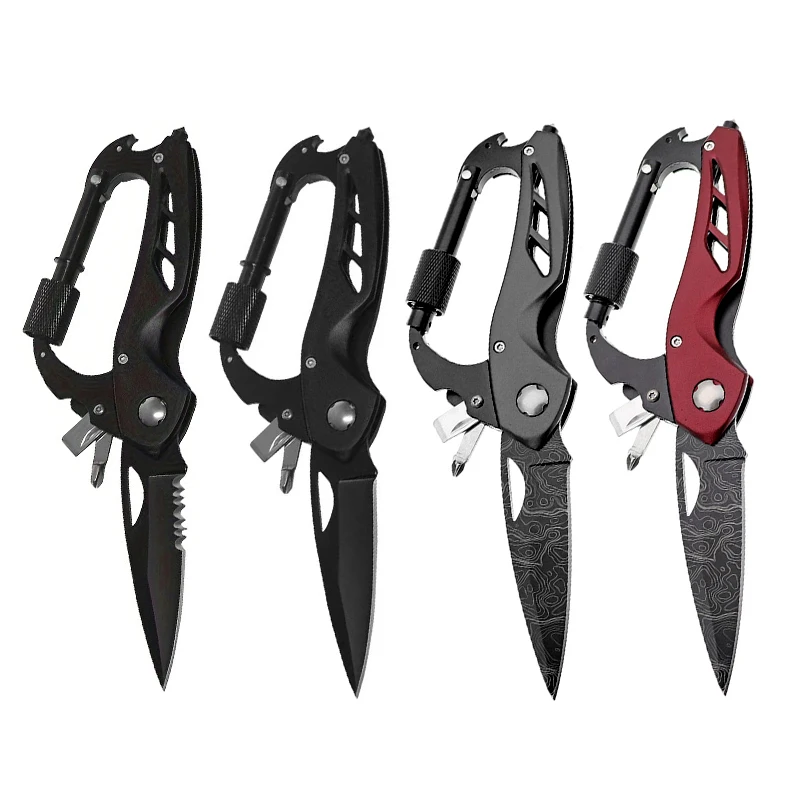 Multi-Functional Mountaineering Carabiner with Knife for Climbing Mountaineering Safety Button Carabiner Outdoor Company - product view 3