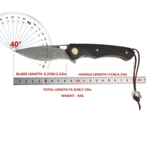 2026 Wholesale Hot Selling Ebony Wood Handle Damascus Steel Blade Folding Camping Pocket Knife for Outdoor Hunting - product view 3