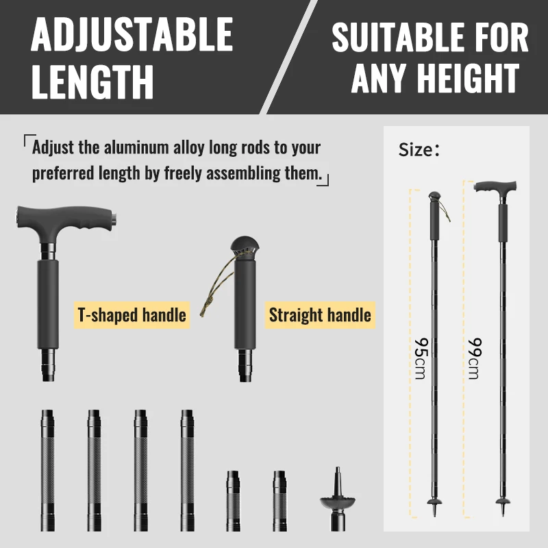 New Arrival Adjustable Walking Stick Hiking Camping Outdoor Sports Equipment Aluminum Alloy Trekking Poles Climbing product view 2