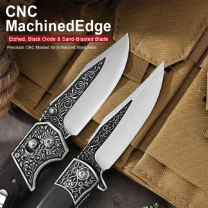Portable Folding Knife with Pocket Clip Embossed Knife 3CR13 Steel EDC Tool Color Wooden Handle Knives product view 4