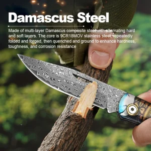 2026 New Arrival Outdoor Folding Pocket Knife Damascus Knife EDC Knife for Hunt Camp Fishing Knife Multi-Purpose Knife - product view 3