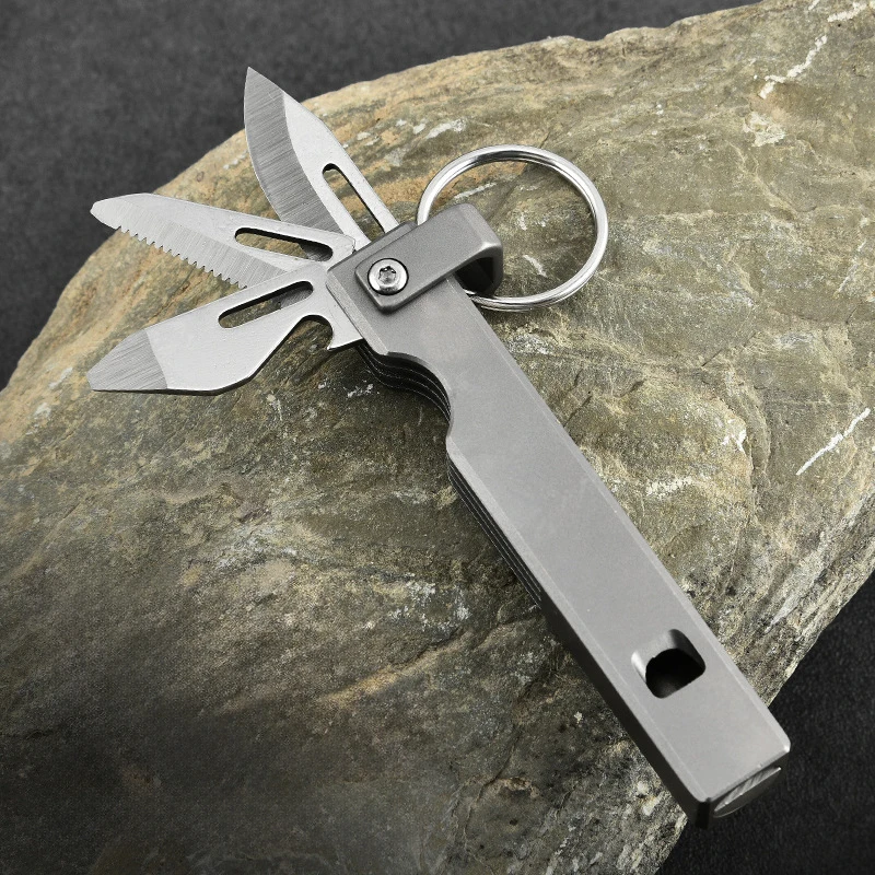 Industrial Grade Titanium Alloy Multifunctional Whistle Knife with 3-Blade Design for Outdoor Camping Corkscrew Lightweight - product view 2