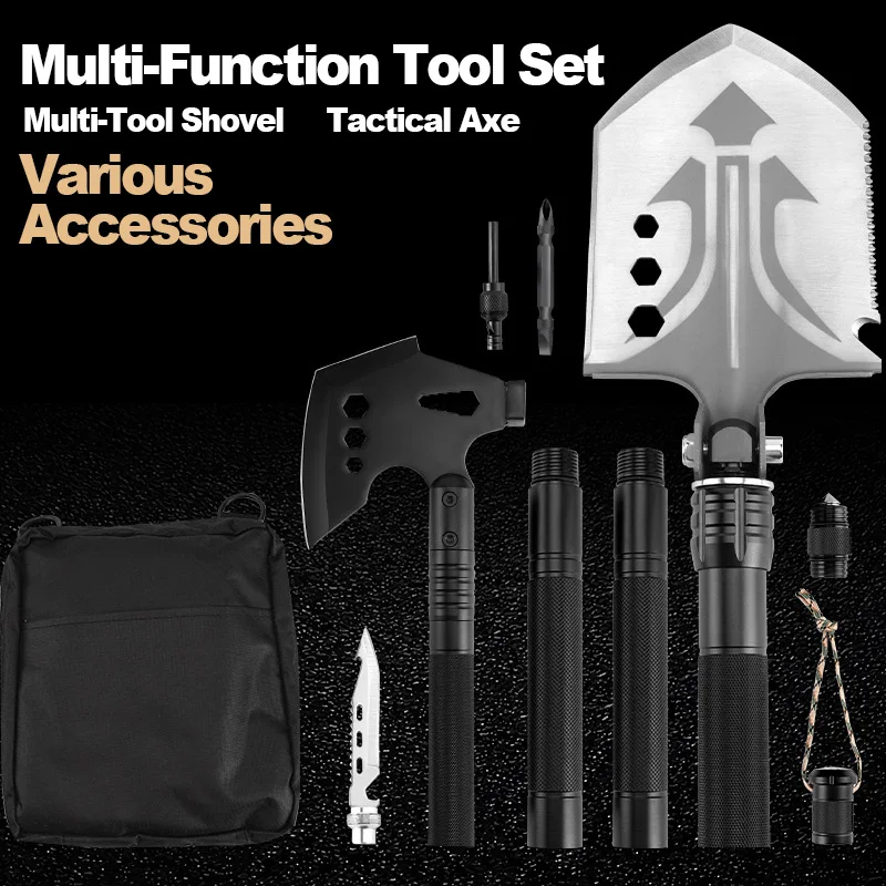 Industrial Aluminum Alloy Multi-Functional Tools Set Shovel Non-Slip Durable Head Folding Camping Axe Knife product view 2