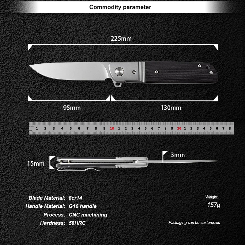 2026 Pocket Folding Knife for Camping G10 Handle 8Cr14 steel Blade Camping Knifes for Outdoors product view 2
