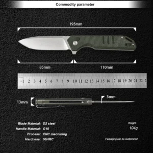 2026 Portable D2 Steel G10 Handle DIY Customized OEM Folding EDC Pocket Knife Black Box Outdoor Hiking Camping - product view 2