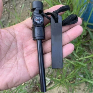 Magnesium Rod Fire Starter Camping Tools Compass Whistle Waterproof Flint Steel Lighter Hiking Backpacking Gear product view 3