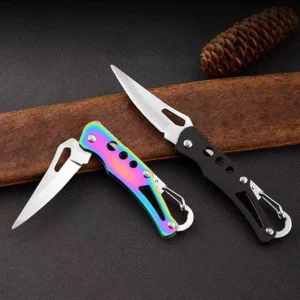 Carabiner Stainless Steel Handle Pocket Knife 3CR13 Blade Camping Folding Knife Outdoor Hiking Light Weight Knife Set Wholesale product view 3