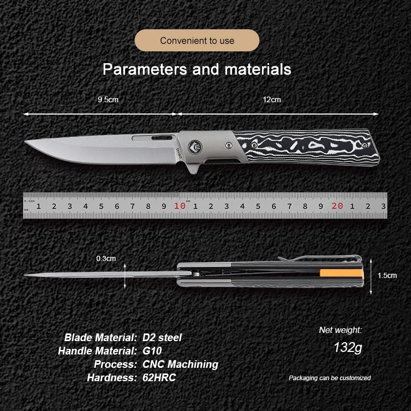 New Outdoor Folding Pocket Knife Customized High Quality G10 Handle EDC Camping Gift Carving Knife product view 3