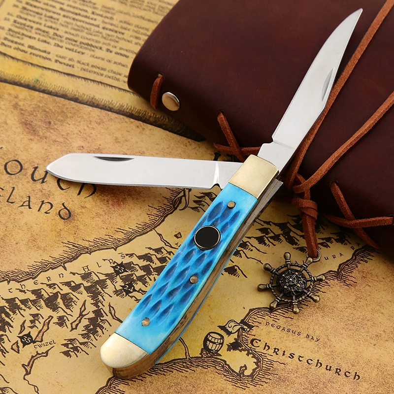 Multi-Folding Stainless Steel Blade Knife Multi-bladed Knife with Epoxy Handle Outdoor Camping Tools with Two Blades product view 4