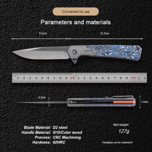 New Patented High-quality Custom Оптовые закупки Wood/G10 Handle D2 Клинок Outdoor Camping Gift Folding Pocket Knife product view 3