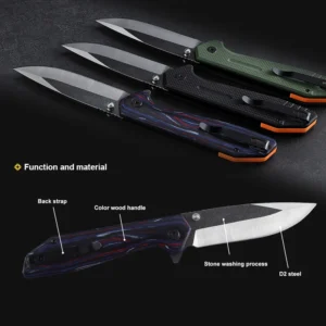 CNC Numerical Control OEN Custom Wholesale Wood/G10 Handle D2 Lemmet EDC Outdoor Folding Pocket Knife product view 3
