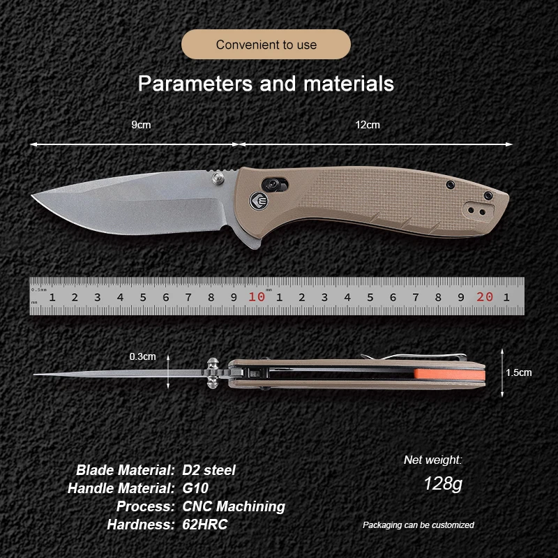 Neues CNC AXIS Hilfsverriegelung OEN kundenspezifischer Großhandel G10 Griff D2 Klinge EDC Outdoor Klapptaschenmesser Produktansicht 2