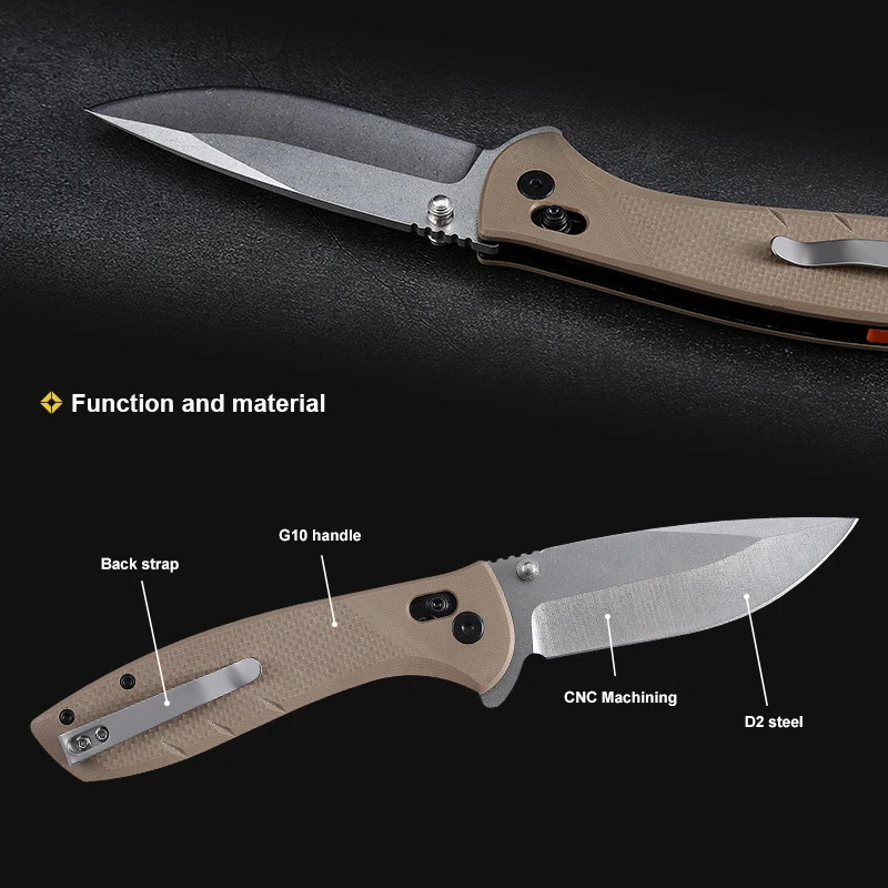 Neues CNC AXIS Hilfsverriegelung OEN kundenspezifischer Großhandel G10 Griff D2 Klinge EDC Outdoor Klapptaschenmesser Produktansicht 3