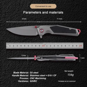New Patented CNC Numerical Control OEN Custom Wholesale G10 Carbon Fiber Handle D2 Bıçak Folding Pocket Knife product view 2