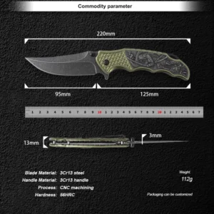 Embossed Pattern Folding Pocket Knife Survival OEM Gold Style Multi-purpose for Outdoor Activities Stainless Steel Knife - product view 2