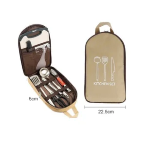 BBQ Outdoor Bag 9 Pcs Cooking Utensil Set Picnic Tools Camping Good Helper Cutting Board Shovel Soup Ladle Food Tong - product view 2