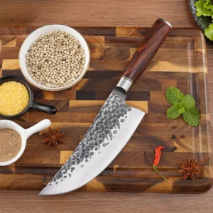 Forged Hammer Finish Multi-purpose Knife V-shaped Blade 4CR15 Steel Meat Kitchen Utility Knife Red Sandalwood Handle - product view 2
