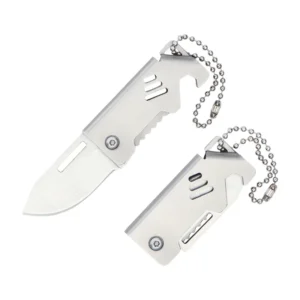 Mini Folding Knife Portable 420Stainless Steel with Hanging Chain Key Portable Sharp Household Box Cutter Folding Knife