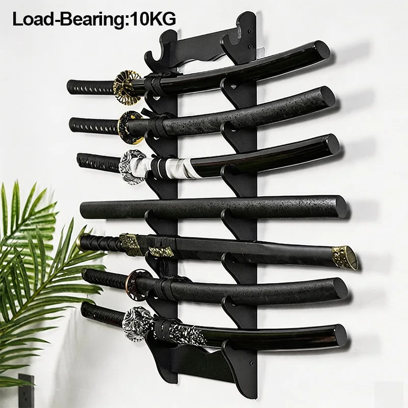 Wall Amount Japanese Katana Swords Display Stand Wooden Holder Display Hanger for Katana Wakizashi Flute Fishing Rod Storage product view 4