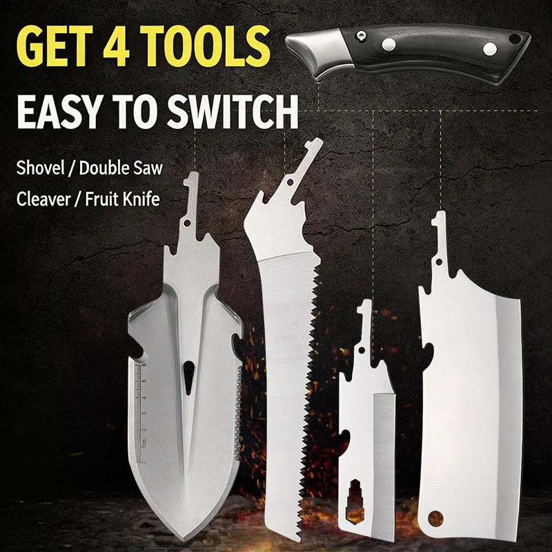 otf-1601926307215-2 4-in-1 Interchangeable Multi-Tool for Outdoor and Kitchen Use Modilar Tool Shovel Knife Saw Cleaver All in One product view 2