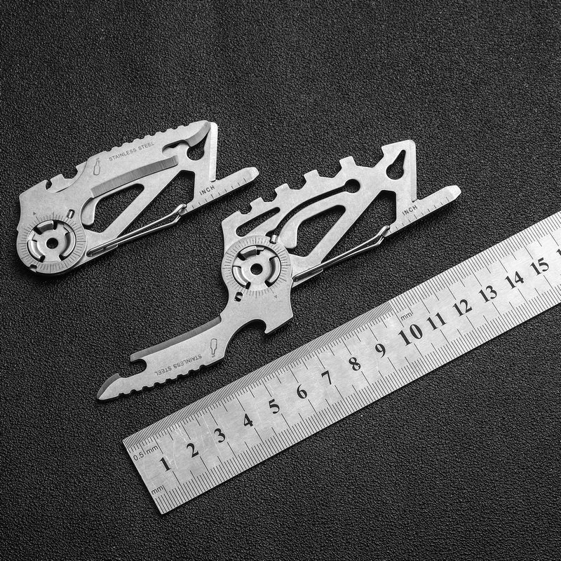 Multi-function Stainless Steel Tool Card with Knife Bottle Opener Keychain Bottle Opener for Can Wine Beer - product view 2